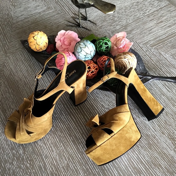 *SOLD🚫*Saint Laurent 'Candy 80 Bow' Sandals Brown - Picture 6 of 8